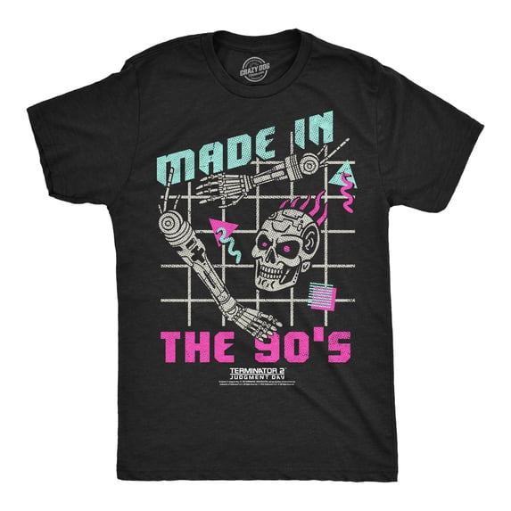 Mens Funny T Shirts Made In The 90s Retro Terminator 2 Movie Tee For Men Graphic Tees