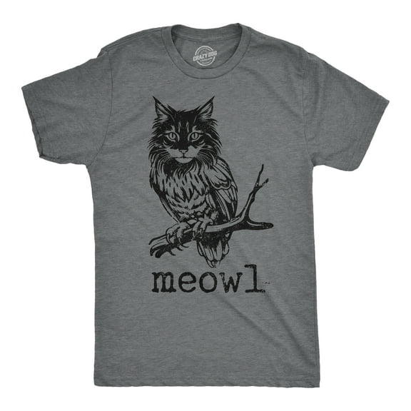 Mens Funny T Shirts Meowl Sarcastic Cat Owl Graphic Novelty Tee for Men Graphic Tees