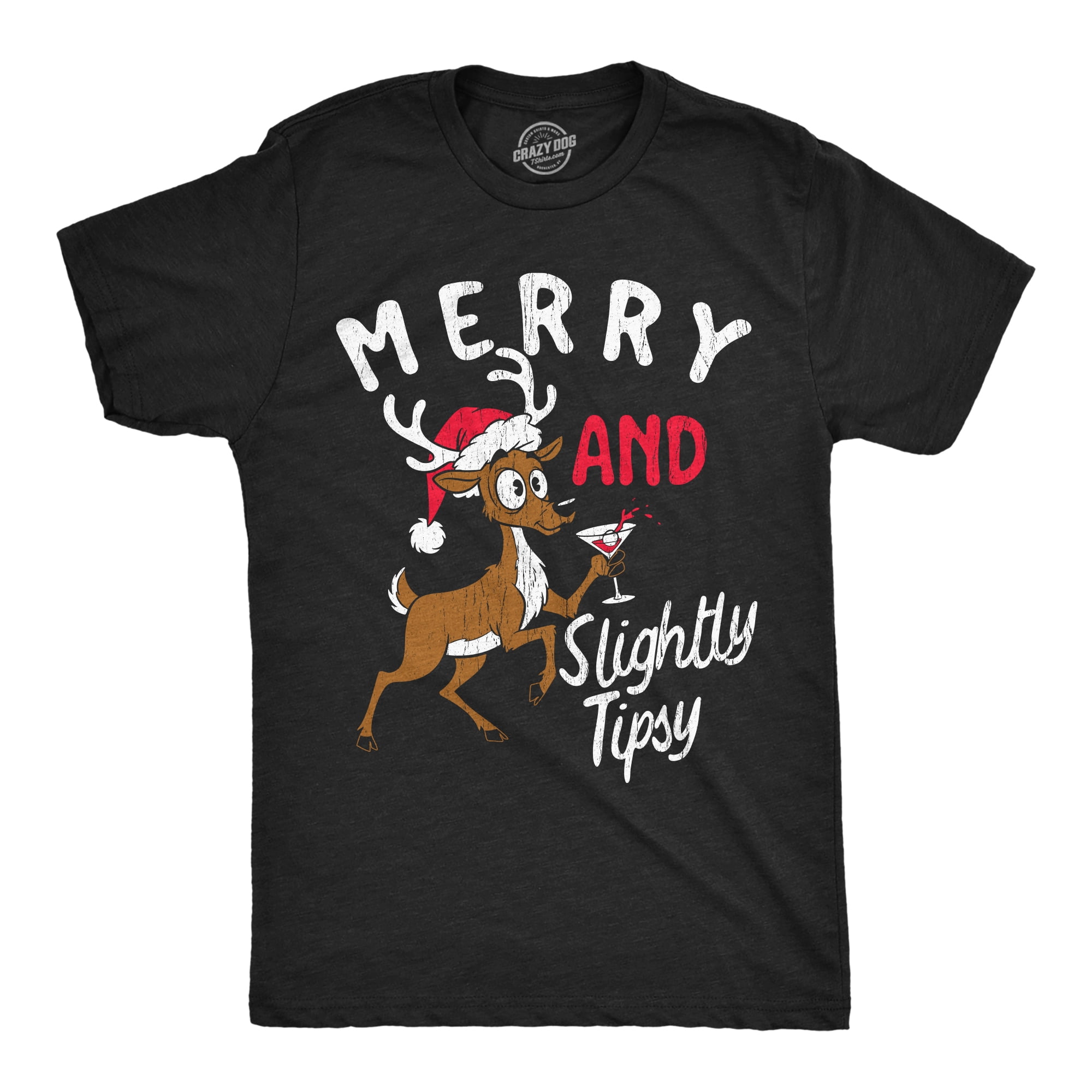Mens Funny T Shirts Merry And Slightly Tipsy Sarcastic Christmas ...