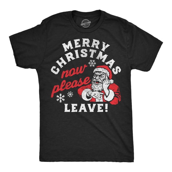 Mens Funny T Shirts Merry Christmas Now Please Leave Sarcastic Santa Graphic Novelty Tee For Men Graphic Tees