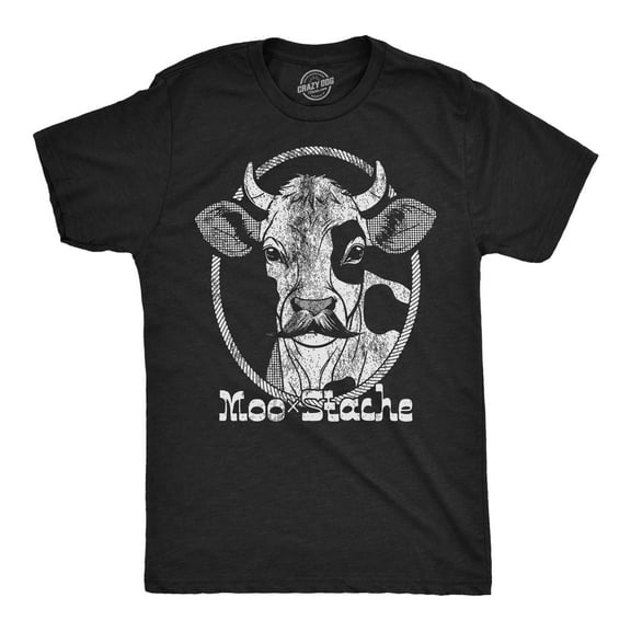 Mens Funny T Shirts Moo Stache Sarcastic Cow Graphic Novelty Mustache Tee for Men Graphic Tees