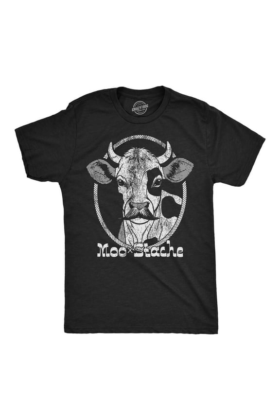 Mens Funny T Shirts Moo Stache Sarcastic Cow Graphic Novelty Mustache Tee for Men Graphic Tees