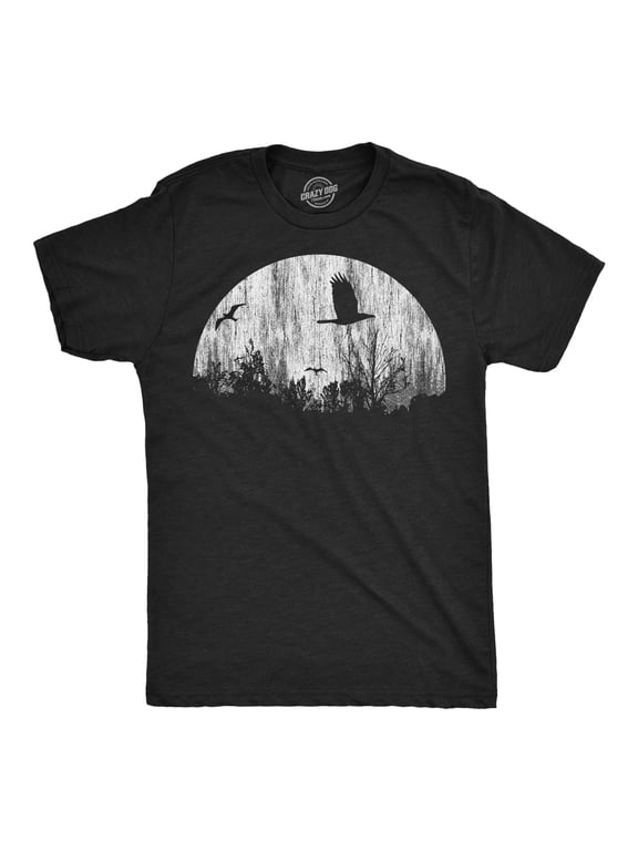 Mens Funny T Shirts Moon Birds Creepy Graphic Tee for Men Graphic Tees