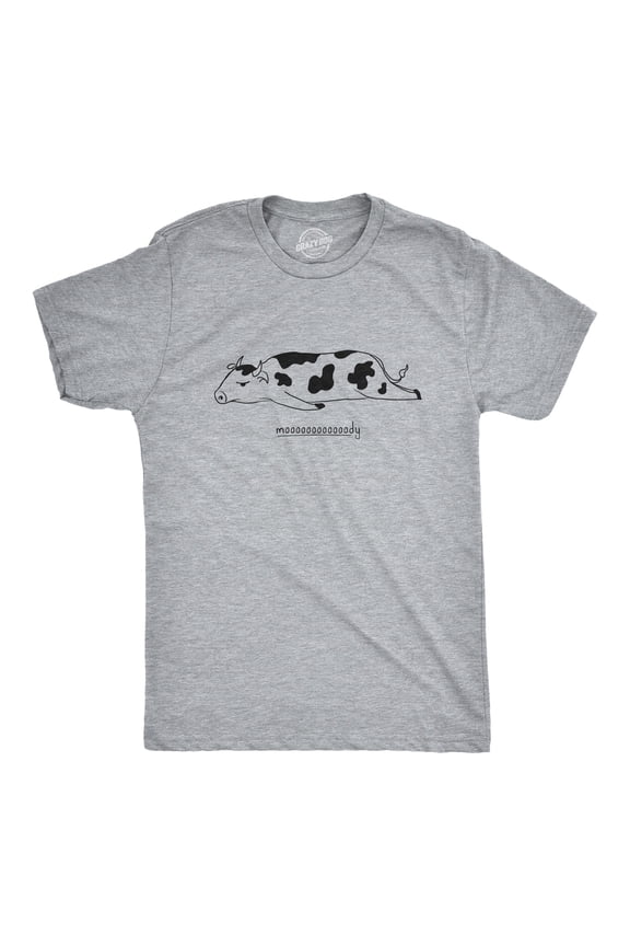 Mens Funny T Shirts Moooooody Sarcastic Cow Graphic Emotional Novelty Tee for Men Graphic Tees
