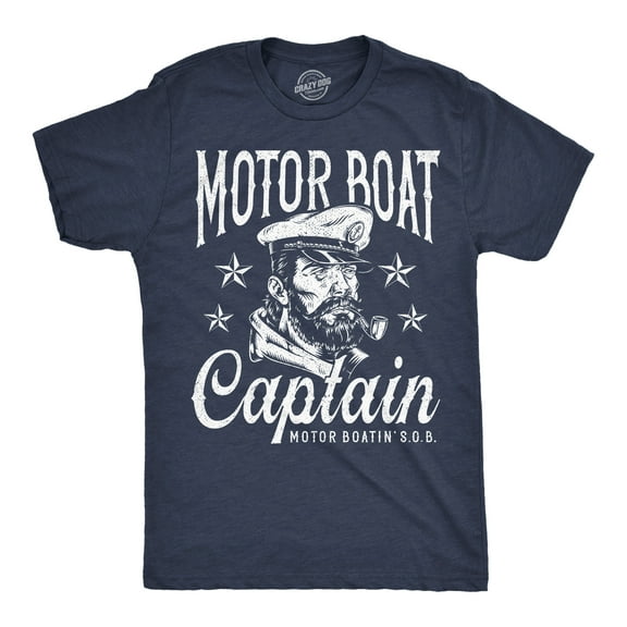 Mens Funny T Shirts Motor Boat Captain Sarcastic Sailor Graphic Novelty Tee for Men Graphic Tees