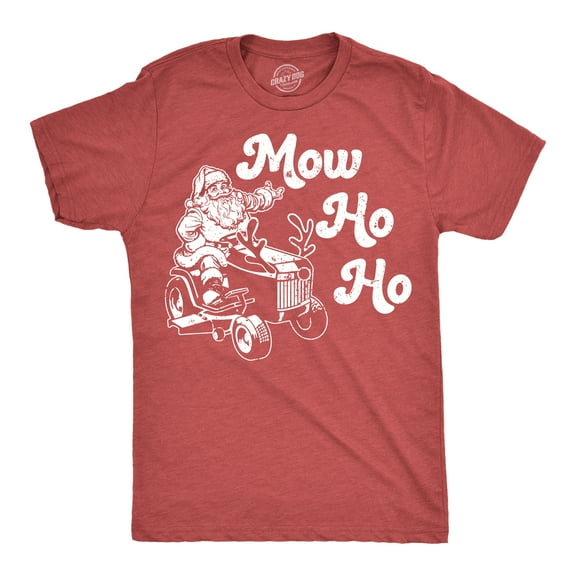 Mens Funny T Shirts Mow Ho Ho Sarcastic Christmas Graphic Novelty Lawn Mower Tee for Men Graphic Tees