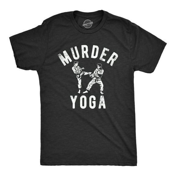 Mens Funny T Shirts Murder Yoga Sarcastic Martial Arts Graphic Novelty Tee for Men Graphic Tees