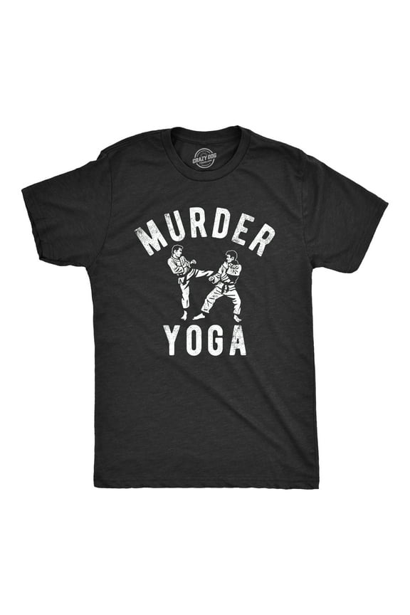 Mens Funny T Shirts Murder Yoga Sarcastic Martial Arts Graphic Novelty Tee for Men Graphic Tees
