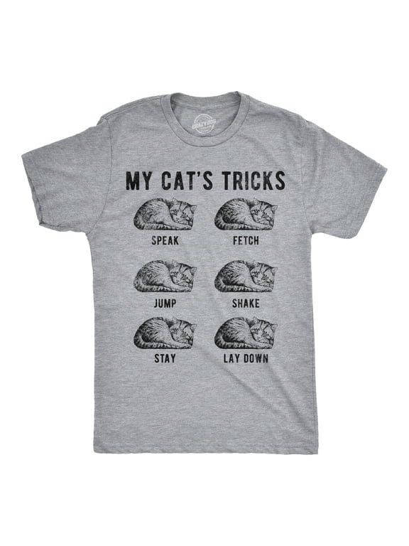 Mens Funny T Shirts My Cats Tricks Sarcastic Kitten Graphic Novelty Tee for Men Graphic Tees