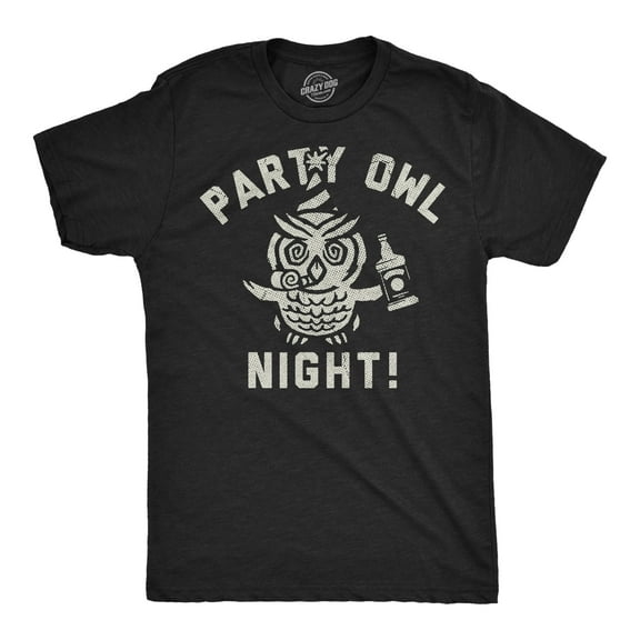 Mens Funny T Shirts Party Owl Night Sarcastic Drinking Graphic Novelty Tee for Men Graphic Tees