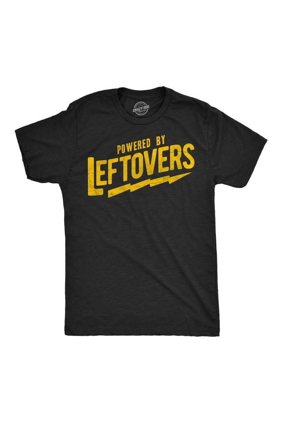 Mens Funny T Shirts Powered By Leftovers Sarcastic Thanksgiving Graphic Novelty Tee For Men Graphic Tees