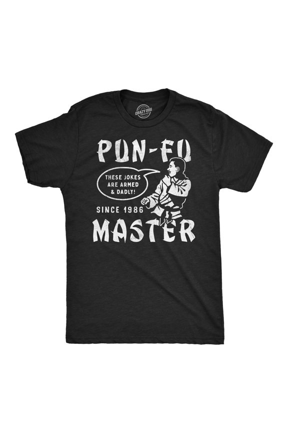 Mens Funny T Shirts Pun Fu Master Sarcastic Martial Arts Joke Graphic Novelty Tee for Men Graphic Tees