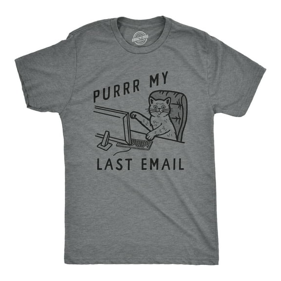 Mens Funny T Shirts Purrr My Last Email Sarcastic Kitten Graphic Novelty Work Tee for Men Graphic Tees