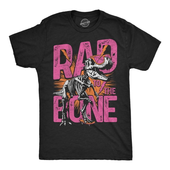 Mens Funny T Shirts Rad To The Bone Sarcastic Dinosaur Graphic Novelty Tee For Men Graphic Tees