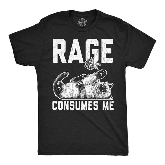 Mens Funny T Shirts Rage Consumes Me Sarcastic Kitten Graphic Novelty Tee for Men Graphic Tees