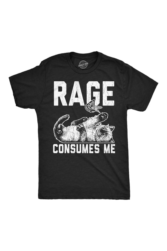 Mens Funny T Shirts Rage Consumes Me Sarcastic Kitten Graphic Novelty Tee for Men Graphic Tees