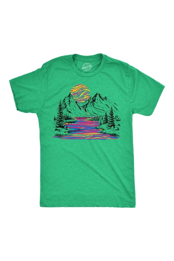 Mens Funny T Shirts Rainbow River Cool Nature Graphic Tee for Men Graphic Tees
