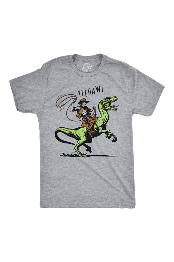 Mens Funny T Shirts Raptor Wrangler Sarcastic Dinosaur Cowboy Graphic Tee Graphic Tees