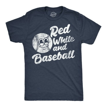 Mens Funny T Shirts Red White and Baseball Sarcastic Fourth Of July Graphic Novelty Tee for Men Graphic Tees