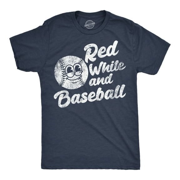 Mens Funny T Shirts Red White and Baseball Sarcastic Fourth Of July Graphic Novelty Tee for Men Graphic Tees