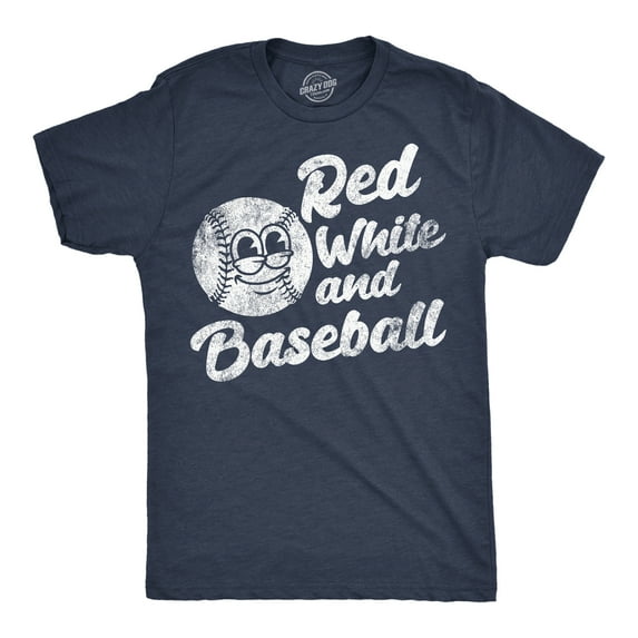 Mens Funny T Shirts Red White and Baseball Sarcastic Fourth Of July Graphic Novelty Tee for Men Graphic Tees