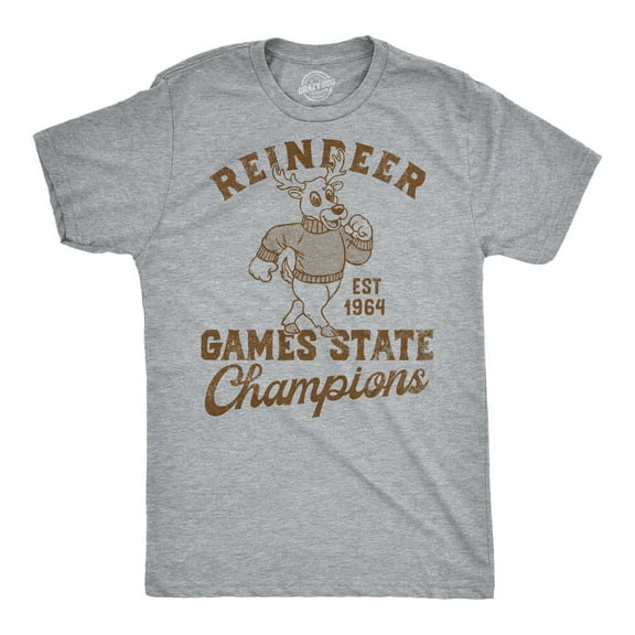 Mens Funny T Shirts Reindeer Games State Champ Sarcastic Christmas Graphic Novelty Tee for Men Graphic Tees