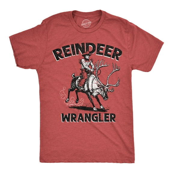 Mens Funny T Shirts Reindeer Wrangler Sarcastic Christmas Graphic Novelty Tee For Men Graphic Tees