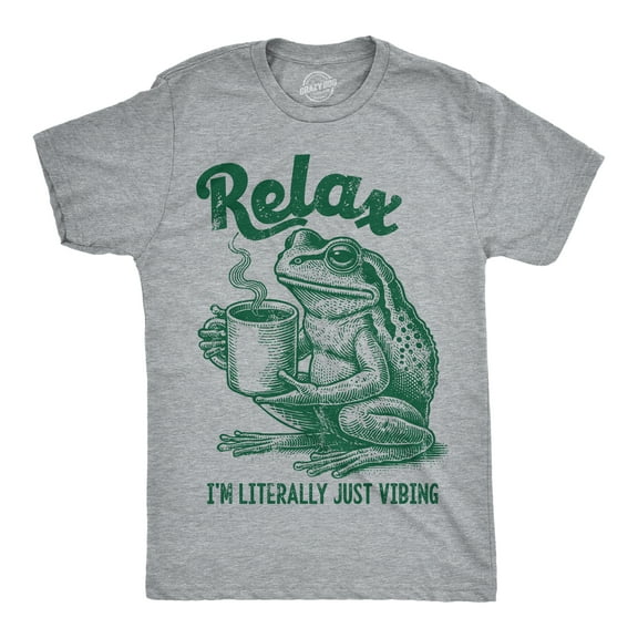 Mens Funny T Shirts Relax Im Literally Just Vibing Sarcastic Frog Graphic Novelty Tee for Men Graphic Tees