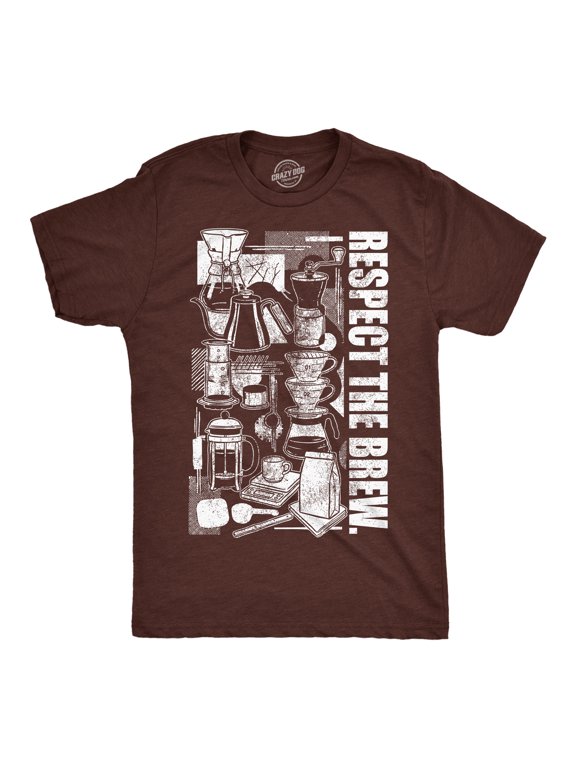 Mens Funny T Shirts Respect The Brew Sarcastic Coffee Tee For Men Graphic Tees