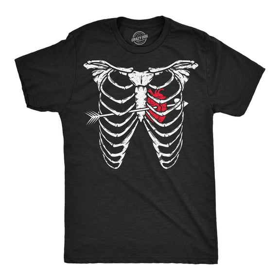 Mens Funny T Shirts Ribcage Arrow Heart Valentines Day Graphic Tee for Men Graphic Tees