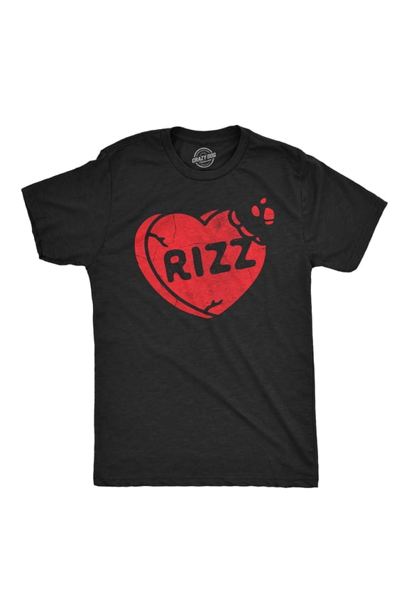 Mens Funny T Shirts Rizz Candy Heart Valentines Day Novelty Tee for Men Graphic Tees