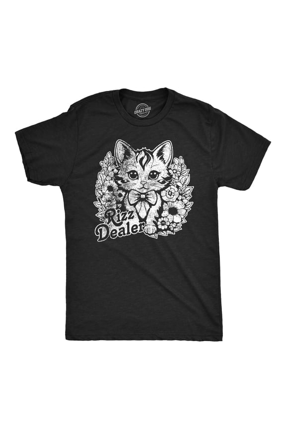 Mens Funny T Shirts Rizz Dealer Sarcastic Kitten Graphic Novelty Tee for Men Graphic Tees