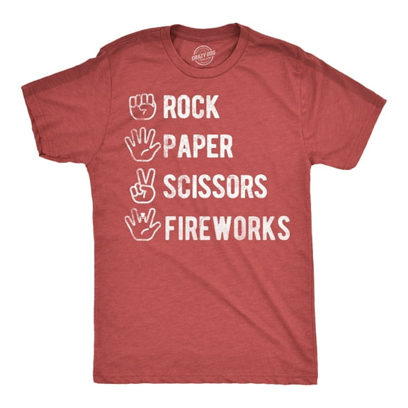 Mens Funny T Shirts Rock Paper Scissors Fireworks Sarcastic Fourth Of July Graphic Novelty Tee for Men Graphic Tees