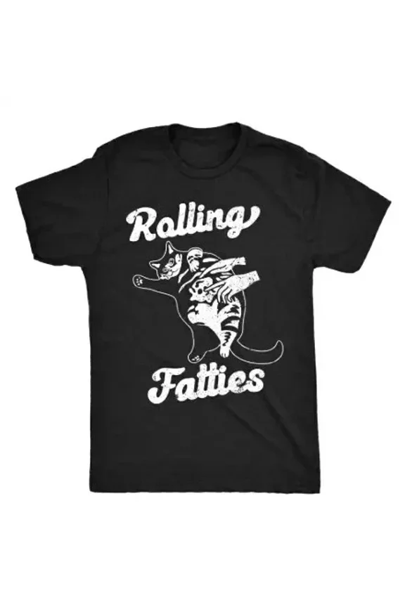 Mens Funny T Shirts Rolling Fatties Cat Graphic Tee For Men, Unisex T-Shirt