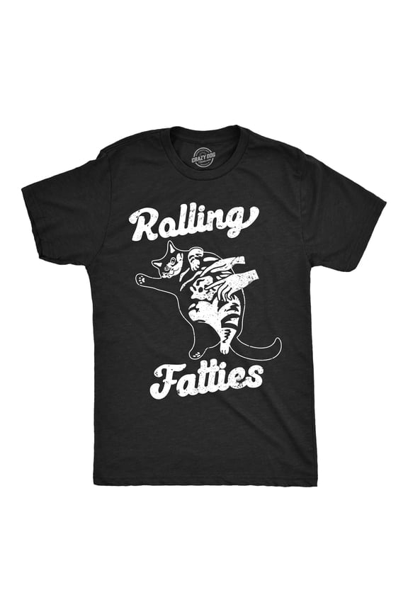 Mens Funny T Shirts Rolling Fatties Sarcastic Cat Graphic Novelty Tee for Men Graphic Tees