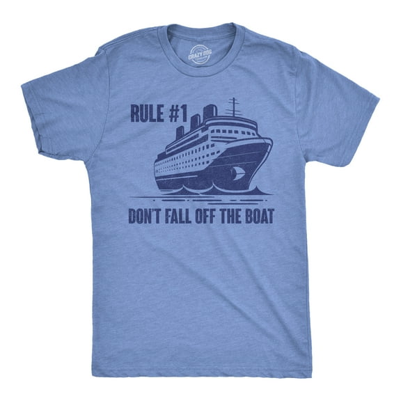 Mens Funny T Shirts Rule Number 1 Dont Fall Off The Boat Sarcastic Cruise Graphic Novelty Tee for Men Graphic Tees