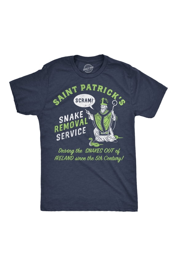 Mens Funny T Shirts Saint Patricks Snake Removal Service Sarcastic St Paddys Day Tee For Men Graphic Tees