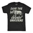 thumbnail image 1 of Mens Funny T Shirts Save The Chubby Unicorns Sarcastic Rhino Graphic Novelty Tee for Men Graphic Tees, 1 of 7