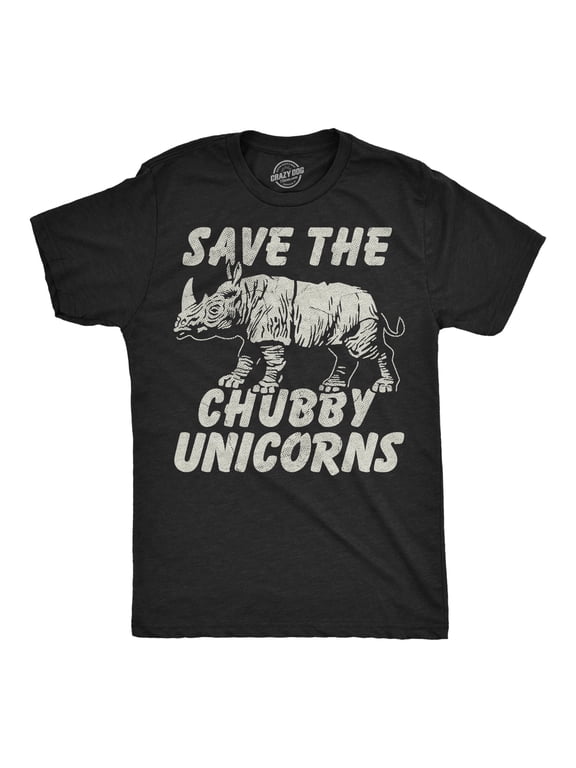 Mens Funny T Shirts Save The Chubby Unicorns Sarcastic Rhino Graphic Novelty Tee for Men Graphic Tees