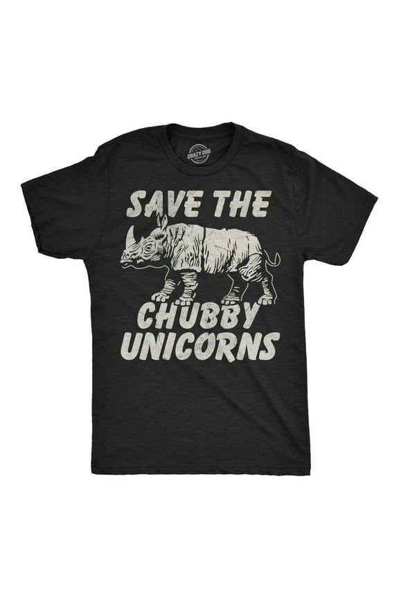 Mens Funny T Shirts Save The Chubby Unicorns Sarcastic Rhino Graphic Novelty Tee for Men Graphic Tees
