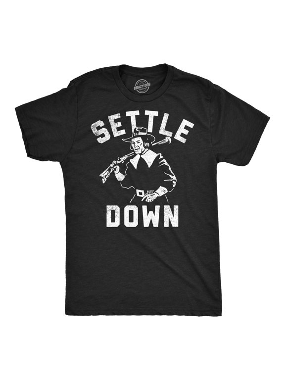 Mens Funny T Shirts Settle Down Sarcastic Thanksgiving Pilgrim Graphic Tee for Men Graphic Tees