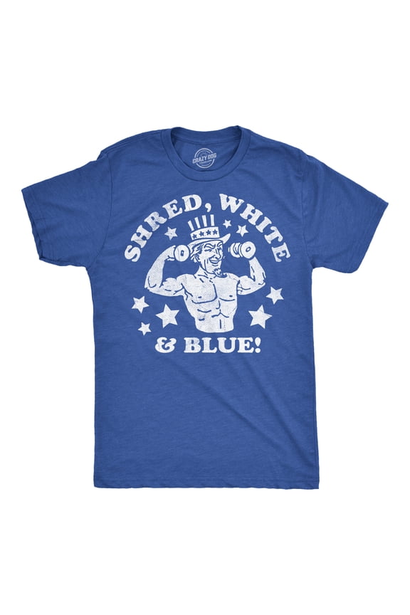 Mens Funny T Shirts Shred White and Blue Sarcastic Fourth Of July Graphic Novelty Tee for Men Graphic Tees