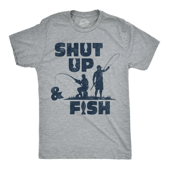 Mens Funny T Shirts Shut Up and Fish Sarcastic Graphic Fishing Novelty Tee for Men Graphic Tees