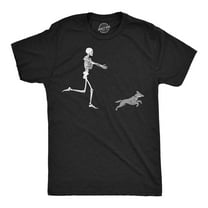 Mens Funny T Shirts Skeleton Chasing Dog Sarcastic Halloween Graphic Novelty Tee for Men Graphic Tees