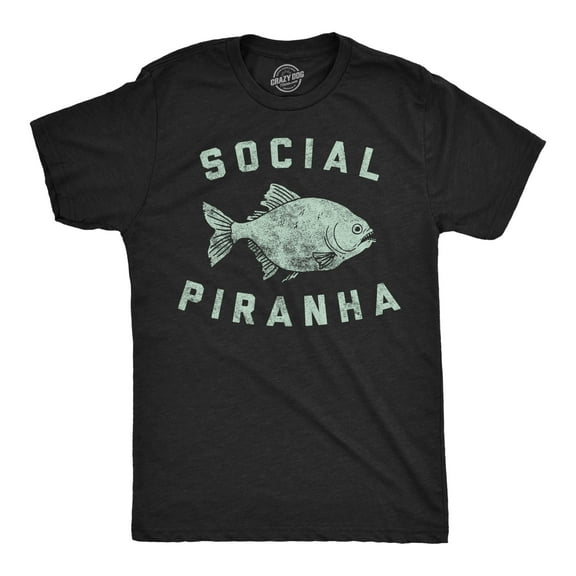 Mens Funny T Shirts Social Piranha Sarcastic Fish Graphic4 Tee for Men Graphic Tees