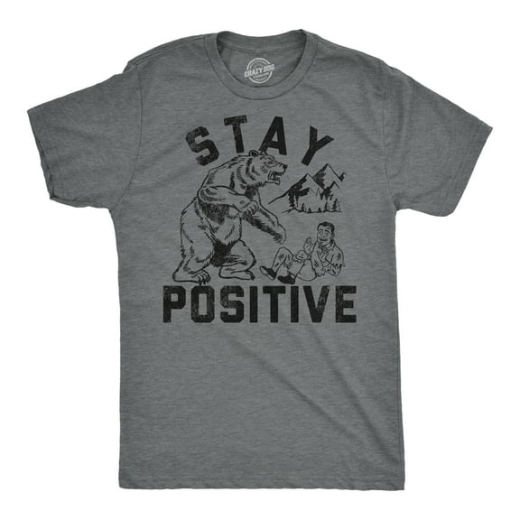 Mens Funny T Shirts Stay Positive Bear Attack Sarcastic Graphic Tee for Men Graphic Tees