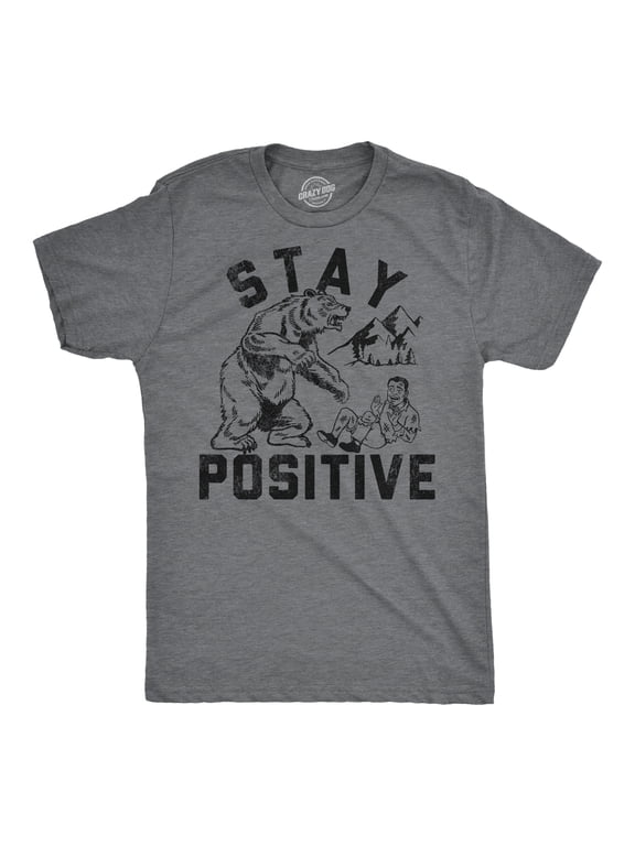 Mens Funny T Shirts Stay Positive Bear Attack Sarcastic Graphic Tee for Men Graphic Tees