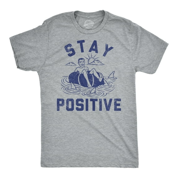Mens Funny T Shirts Stay Positive Shark Attack Sarcastic Graphic Tee for Men Graphic Tees