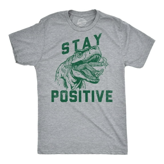 Mens Funny T Shirts Stay Positive T Rex Attack Sarcastic Graphic Tee for Men Graphic Tees