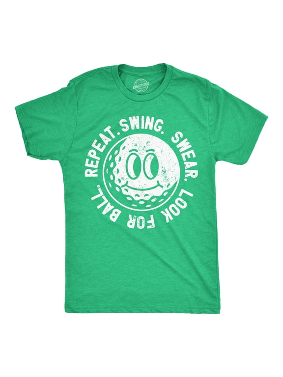 Mens Funny T Shirts Swing Swear Look for Ball Repeat Sarcastic Golfing Graphic Novelty Tee for Men Graphic Tees